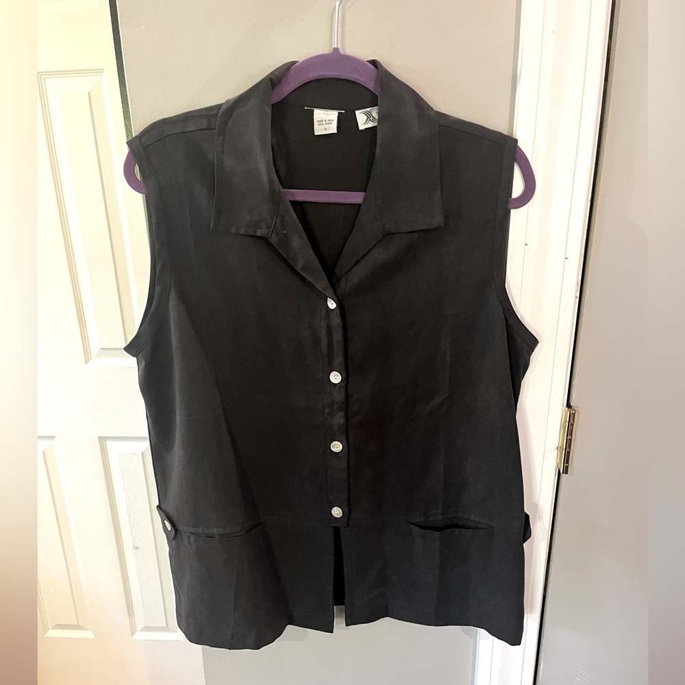 Vintage Black Button down Tank